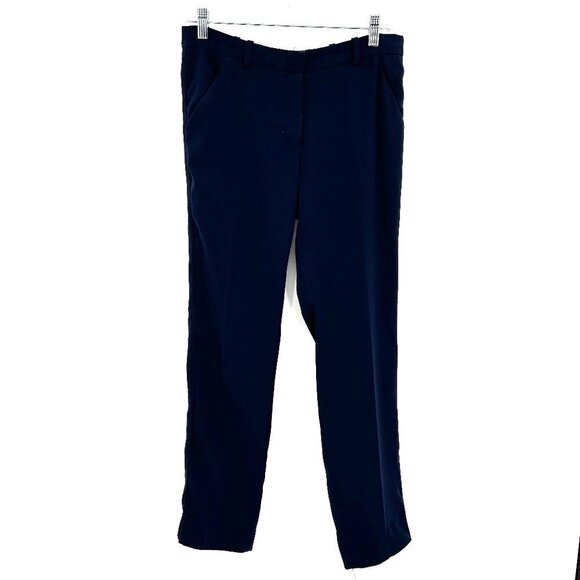 BALENCIAGA Women's Navy Blue Wool Blend Straight Leg Trouser Pants Size EU 38 - Picture 1 of 8